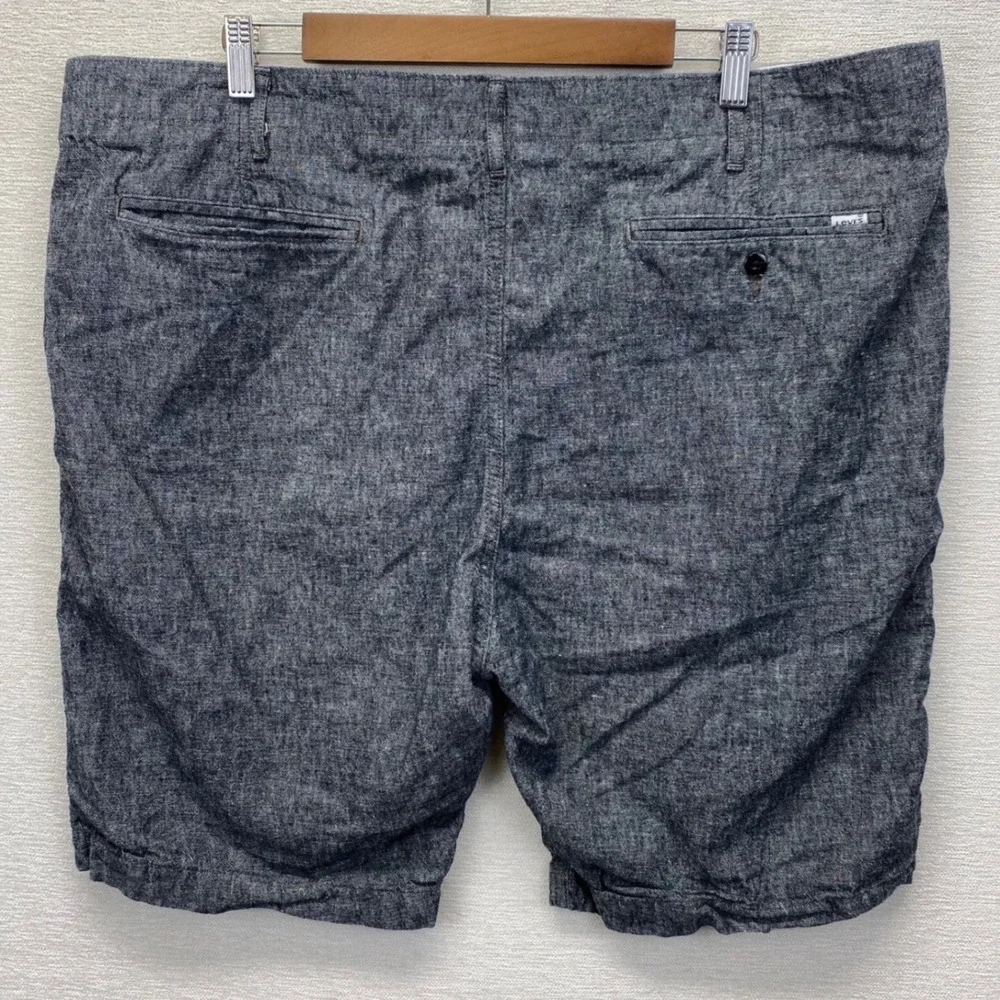 Levis Mens 40 Blue Heathered Grey Linen‎ Cotton Blend Flat Front Shorts Bermuda